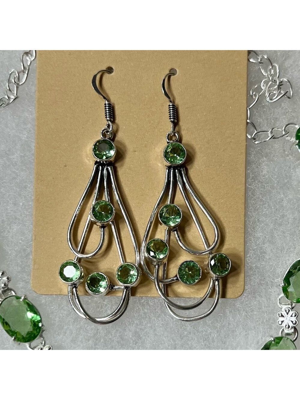 Solar Add On Item Peridot Synthetic Gemstone Earrings